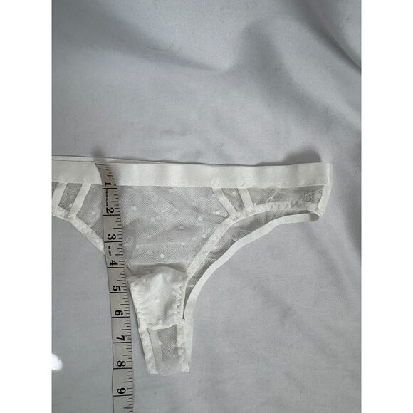 White Two Piece Lingerie Set Size M Polka Dot Bralette and Panties New Sexy - Picture 7 of 9